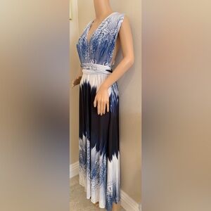 Venus multi wear convertible Blue and White Maxi Dress large 8